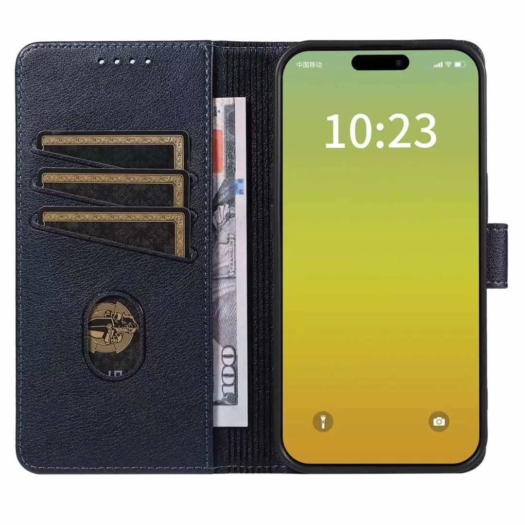 iPhone 16 Pro PU Leather Wallet Case Blue